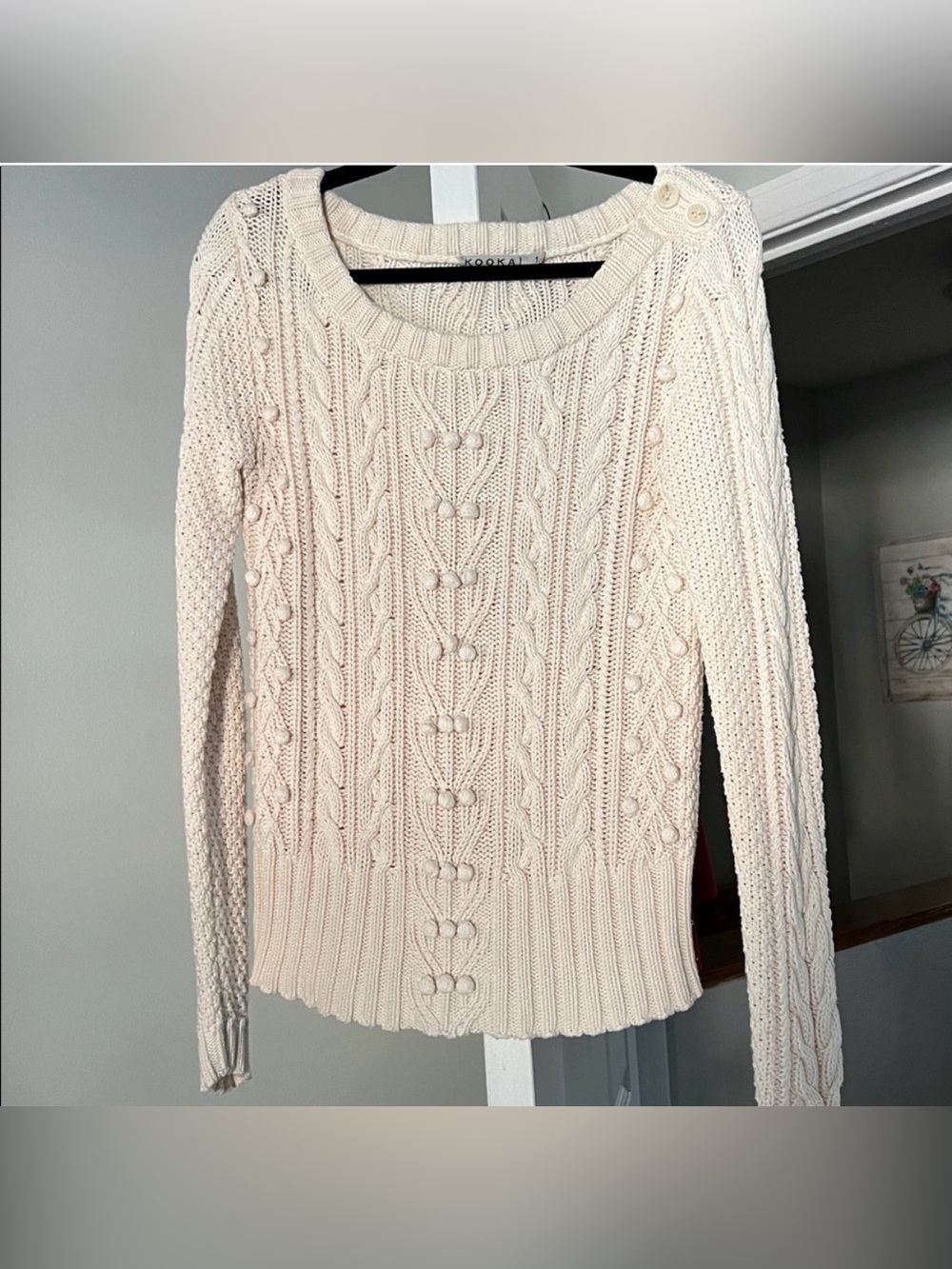 Kookai Cream Cable Knit Sweater
